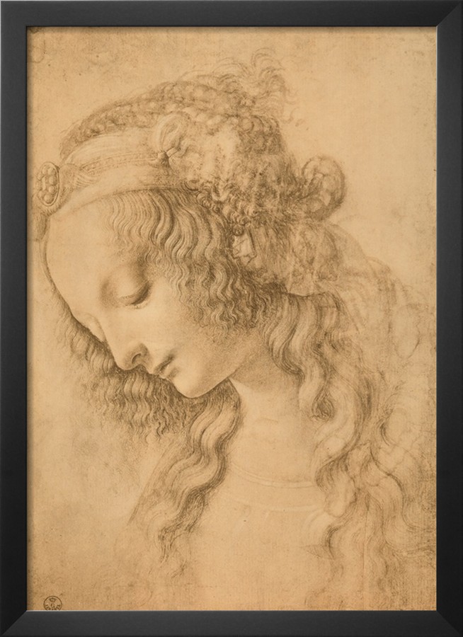 Study for the Face of the Virgin Mary of the Annunciation Now in the Louvre - Leonardo Da Vinci Painting